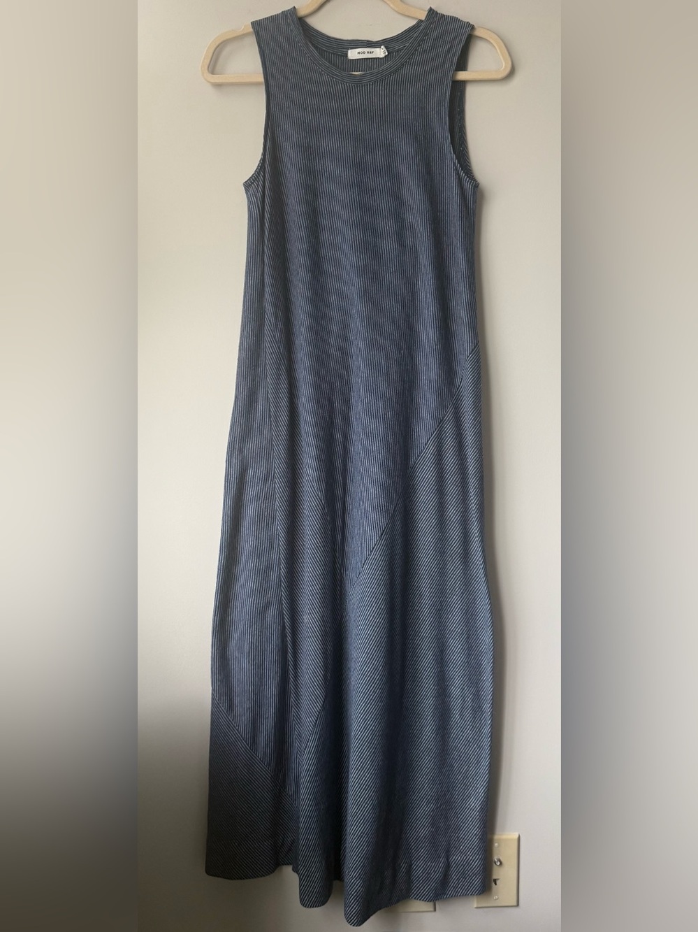 Mod Ref Tank Maxi Dress in Striped Blue and White - Size Small